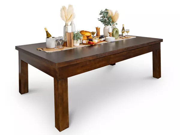 The Polk Billiard Table with dining top setting available at Beck's Billiards